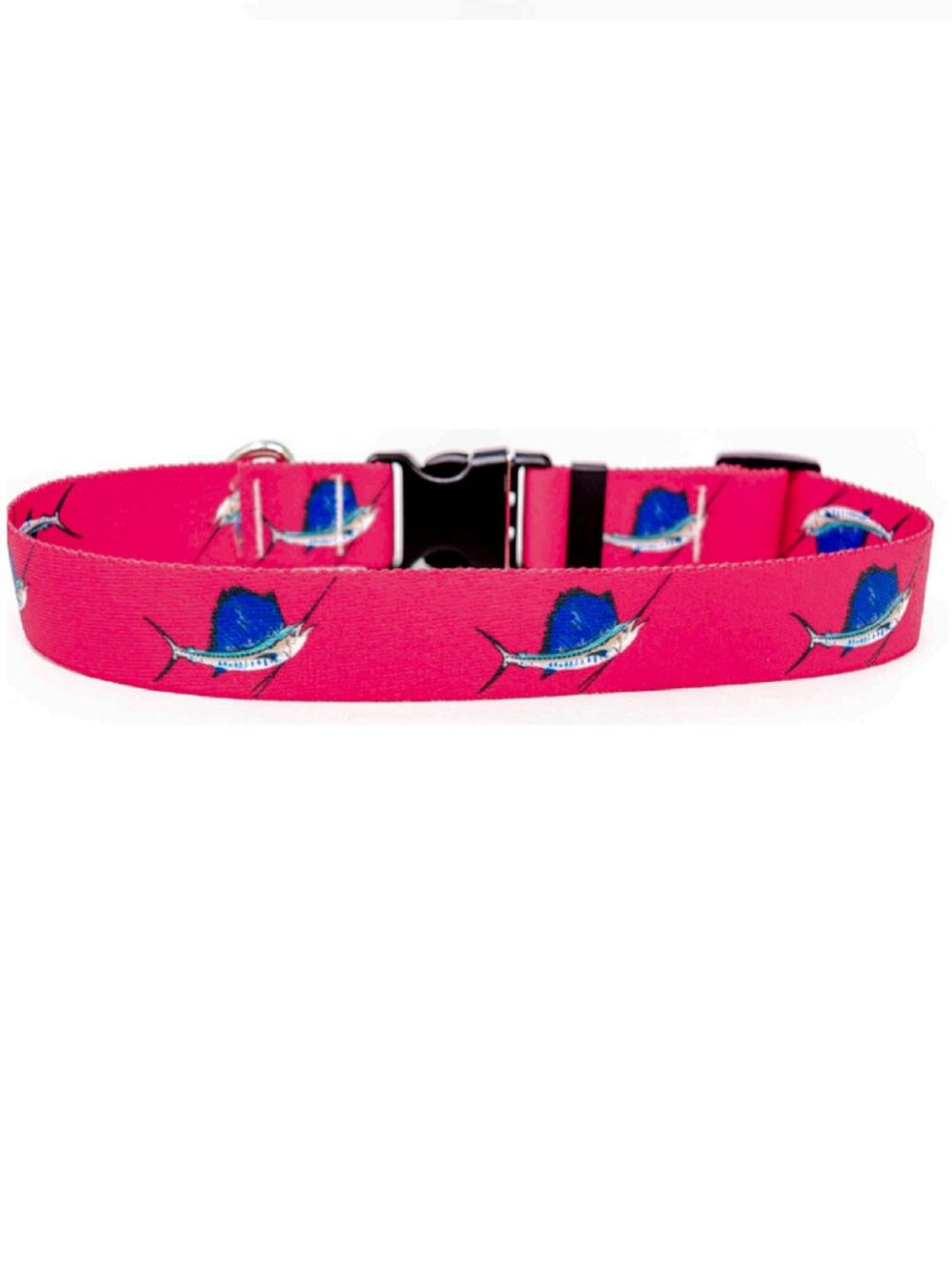 Size Large Pink Sailfish Marlin Fishing Dog Collar by Yellow Dog